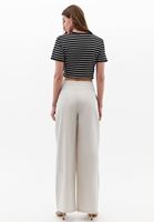 Bayan Krem Yüksek Bel Wide-Leg Pantolon