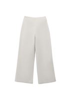 Bayan Krem Yüksek Bel Wide-Leg Pantolon