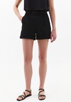Women Black Ultra High-Waisted Belted Shorts