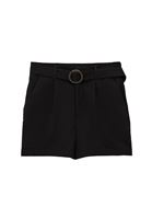 Women Black Ultra High-Waisted Belted Shorts