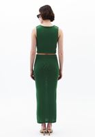 Bayan Yeşil Orta Bel Triko Etek