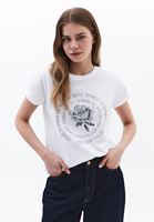 Women White Crew Neck Printed T-Shirt