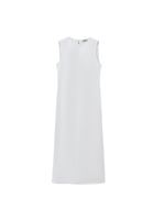 Bayan Beyaz Bot Yaka Yırtmaçlı Elbise