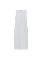 Bayan Beyaz Bot Yaka Yırtmaçlı Elbise