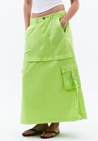 Bayan Yeşil Orta Bel Kargo Cepli Etek