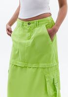 Bayan Yeşil Orta Bel Kargo Cepli Etek
