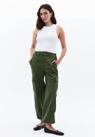 Bayan Yeşil Yüksek Bel Kargo Cepli Pantolon