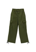 Bayan Yeşil Yüksek Bel Kargo Cepli Pantolon