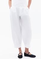 Bayan Beyaz Yüksek Bel Barrel-Fit Pantolon