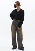 Women Black Oversize Shirt with Pocket