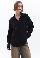 Women Black Oversize Shirt with Pocket