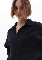 Women Black Oversize Shirt with Pocket