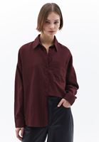Women Bordeaux Oversize Shirt with Pocket