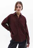 Women Bordeaux Oversize Shirt with Pocket