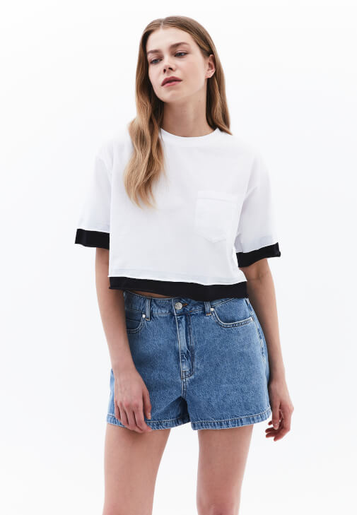  Sıfır Yaka Crop Tişört