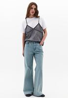 Bayan Beyaz/Siyah Dantel Detaylı Oversize Tişört