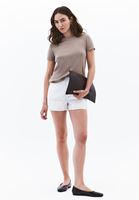 Bayan Beyaz Ultra Yüksek Bel Şort