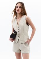 Women Cream V-Neck Vest