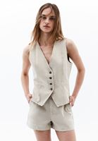 Women Cream V-Neck Vest
