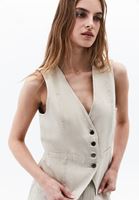 Women Cream V-Neck Vest