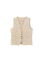 Women Cream V-Neck Vest