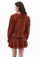Women Brick Ruffle Detail Blouse