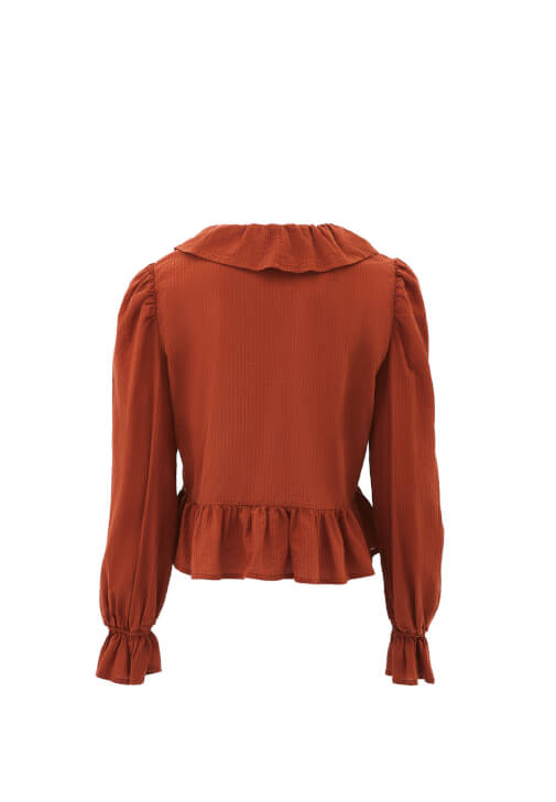 Fırfır Detaylı Bluz ve Etek Kombini