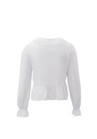 Bayan Beyaz Fırfır Detaylı Bluz