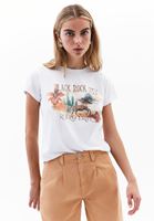 Women White Crew Neck Printed T-Shirt