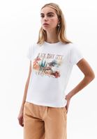 Women White Crew Neck Printed T-Shirt