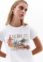 Women White Crew Neck Printed T-Shirt