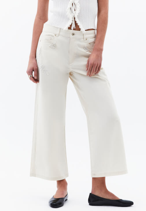 İnci Detaylı Pantolon ve Bluz Kombini