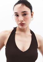 Bayan Kahverengi Boyundan Bağlamalı Tulum