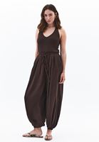 Bayan Kahverengi Boyundan Bağlamalı Tulum