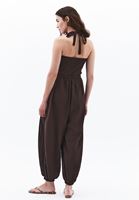 Bayan Kahverengi Boyundan Bağlamalı Tulum