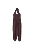 Bayan Kahverengi Boyundan Bağlamalı Tulum