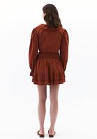 Women Brick High Waist Shirred Mini Skirt
