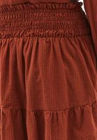 Women Brick High Waist Shirred Mini Skirt