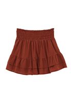 Women Brick High Waist Shirred Mini Skirt