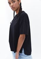 Women Black Crew Neck Oversize Tshirt