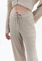 Bayan Bej Yüksek Bel Wide-Leg Pantolon
