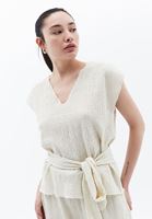 Bağcık Detaylı Bluz ve Culotte Pantolon Kombini