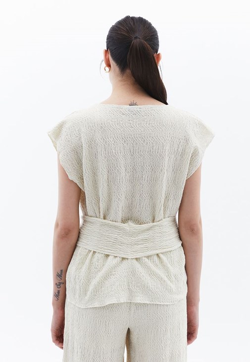 Bağcık Detaylı Bluz ve Culotte Pantolon Kombini