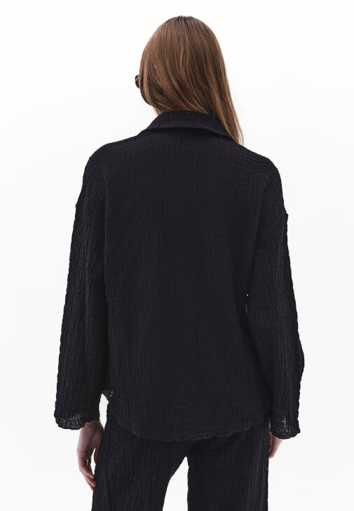 Gömlek ve Yüksek Bel Wide-Leg Pantolon Kombini