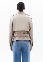 Bayan Bej Kemer Detaylı Oversize Trençkot
