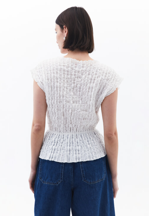 Bağcık Detaylı Bluz ve Wide-Leg Pantolon Kombini