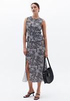 Bayan Çok Renkli Yüksek Bel Yırtmaçlı Midi Etek