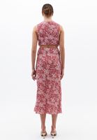 Bayan Çok Renkli Yüksek Bel Yırtmaçlı Midi Etek