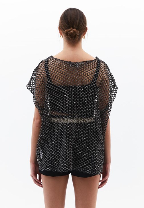 Bot Yaka Oversize Bluz ve Şort Etek Kombini