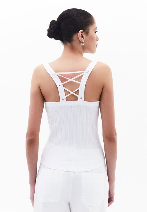 Bağcık Detaylı Atlet ve Yüksek Bel Pantolon Kombini